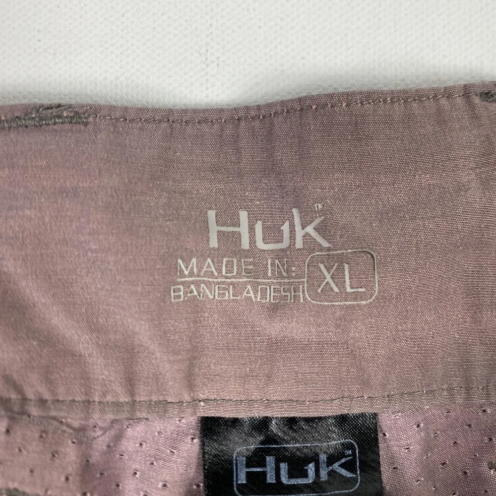 Huk Shorts Mens XL‎ Purple Brown Fishing Swim Trunks Lined Zip Pocket Stretch